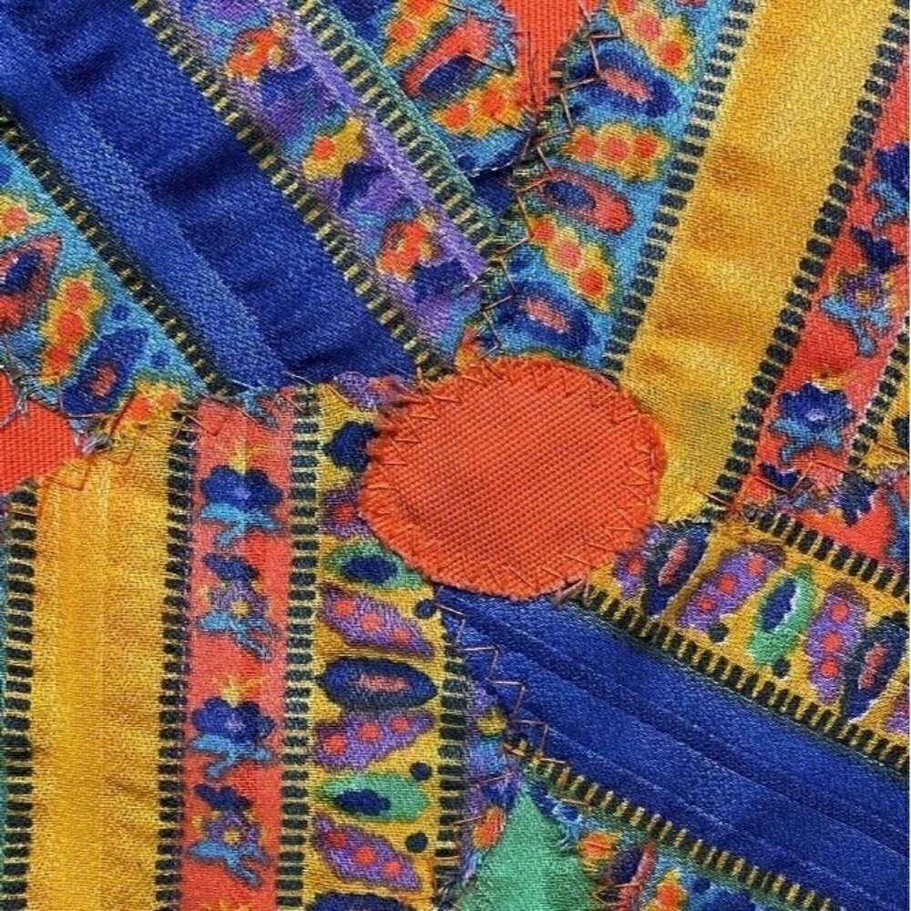VTG 60s Handmade Floor Length Flower Power Hippy Boho Orange Maxi Skirt Women’s - Picture 6 of 11